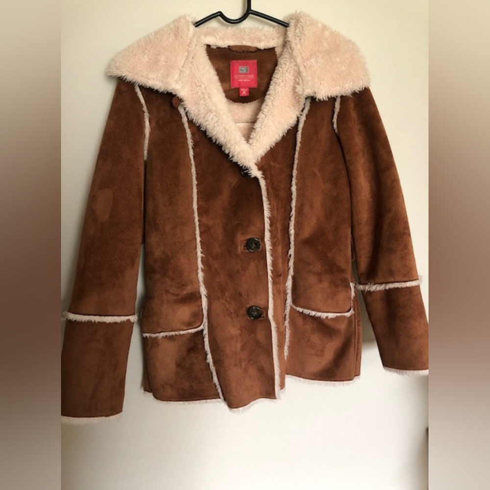 Faded Glory Faux Suede and fur coat size M